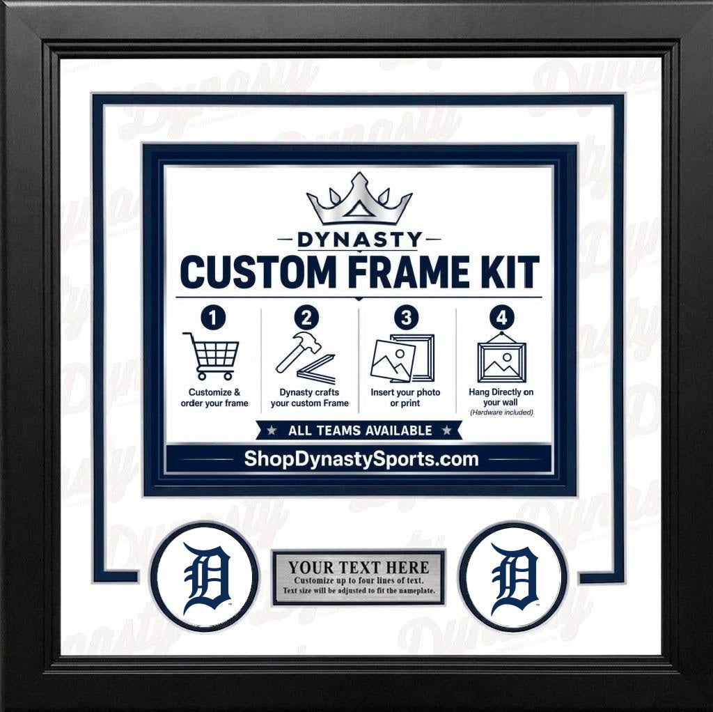 MLB Baseball Photo Picture Frame Kit - Detroit Tigers (Navy Matting, White Trim)