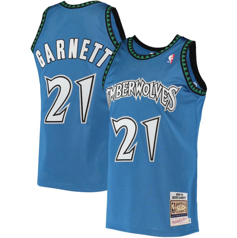 Kevin Garnett Minnesota Timberwolves Mitchell & Ness Blue Hardwood Classics 2003-04 Swingman Jersey - Sports Collectibles, Sports Memorabilia, Sports Fan Shop, Sports Gifts