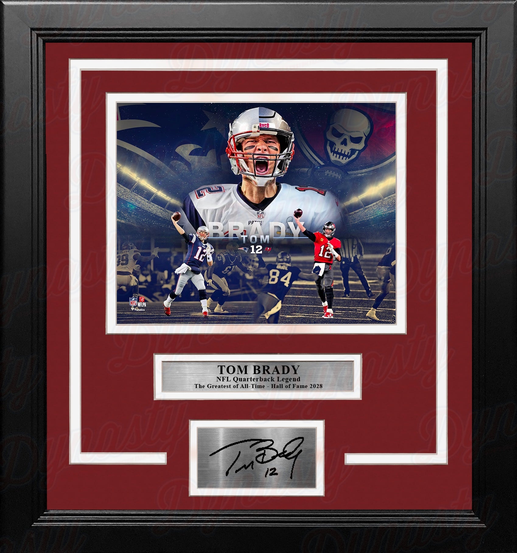 Tom Brady New England Patriots & Tampa Bay Buccaneers 8x10 Framed Photo with Engraved Autograph - Sports Collectibles, Sports Memorabilia, Sports Fan Shop, Sports Gifts