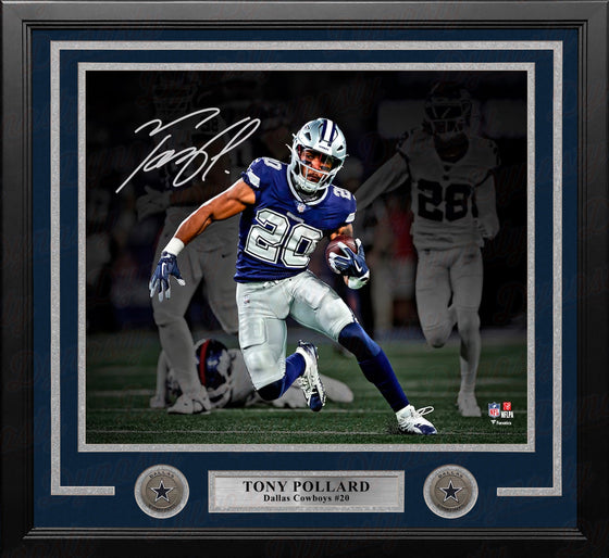 Tony Pollard Blackout Dallas Cowboys Autographed 11" x 14" Framed Football Photo Numbered to 120 - Sports Collectibles, Sports Memorabilia, Sports Fan Shop, Sports Gifts