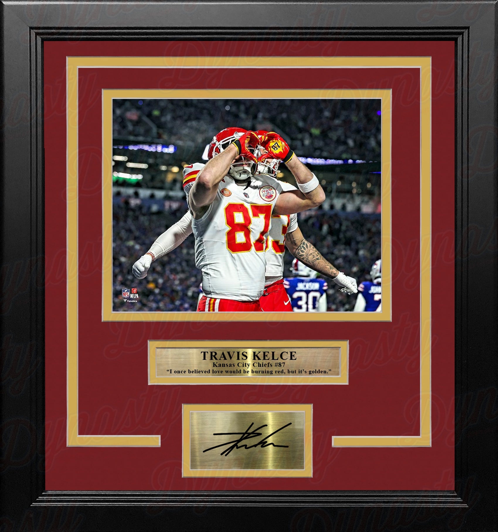 Travis Kelce Heart Hands Touchdown Kansas City Chiefs 8" x 10" Framed Photo with Engraved Autograph - Sports Collectibles, Sports Memorabilia, Sports Fan Shop, Sports Gifts