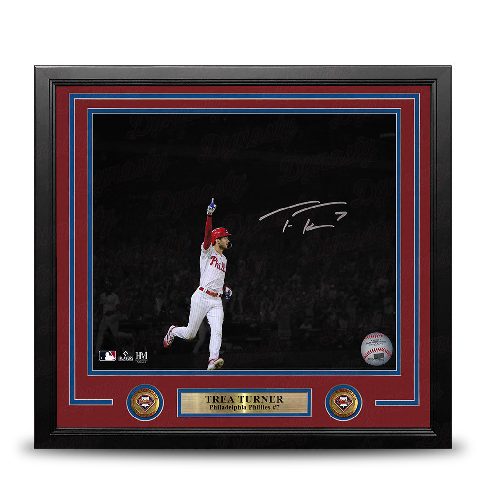 Trea Turner Blackout Celebration Philadelphia Phillies Autographed 16" x 20" Framed Baseball Photo - Sports Collectibles, Sports Memorabilia, Sports Fan Shop, Sports Gifts