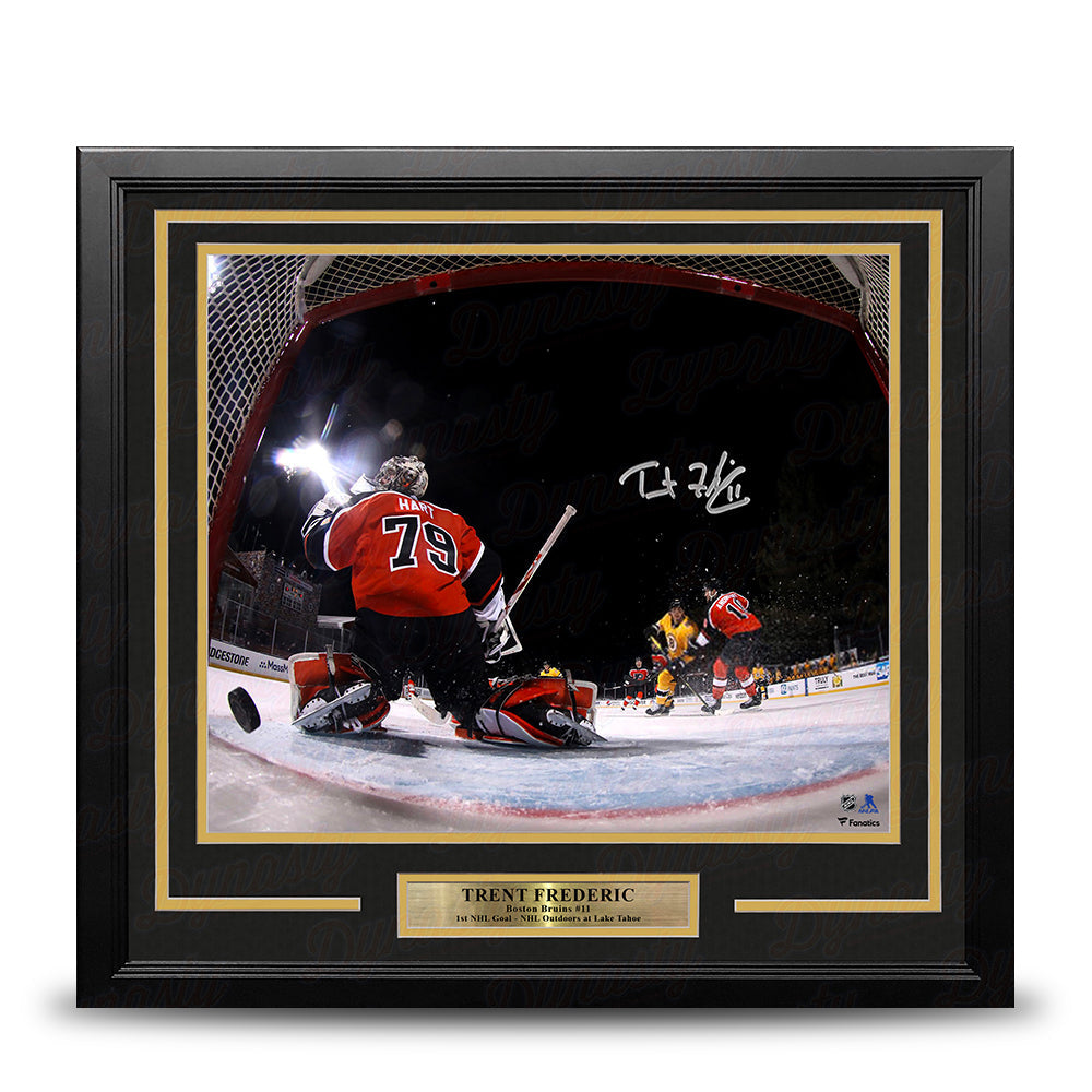 Trent Frederic First NHL Goal Boston Bruins Autographed 11" x 14" Framed Hockey Photo - Sports Collectibles, Sports Memorabilia, Sports Fan Shop, Sports Gifts