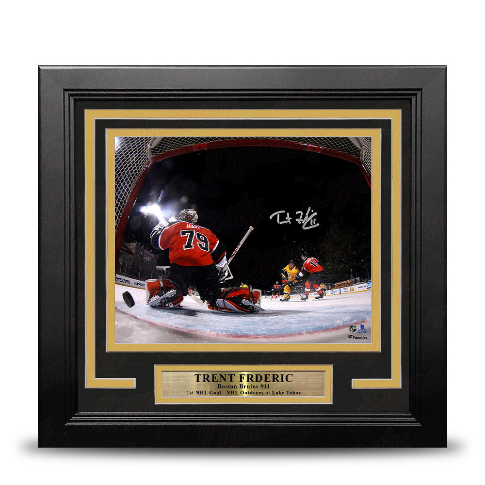 Trent Frederic First NHL Goal Boston Bruins Autographed 8" x 10" Framed Hockey Photo - Sports Collectibles, Sports Memorabilia, Sports Fan Shop, Sports Gifts