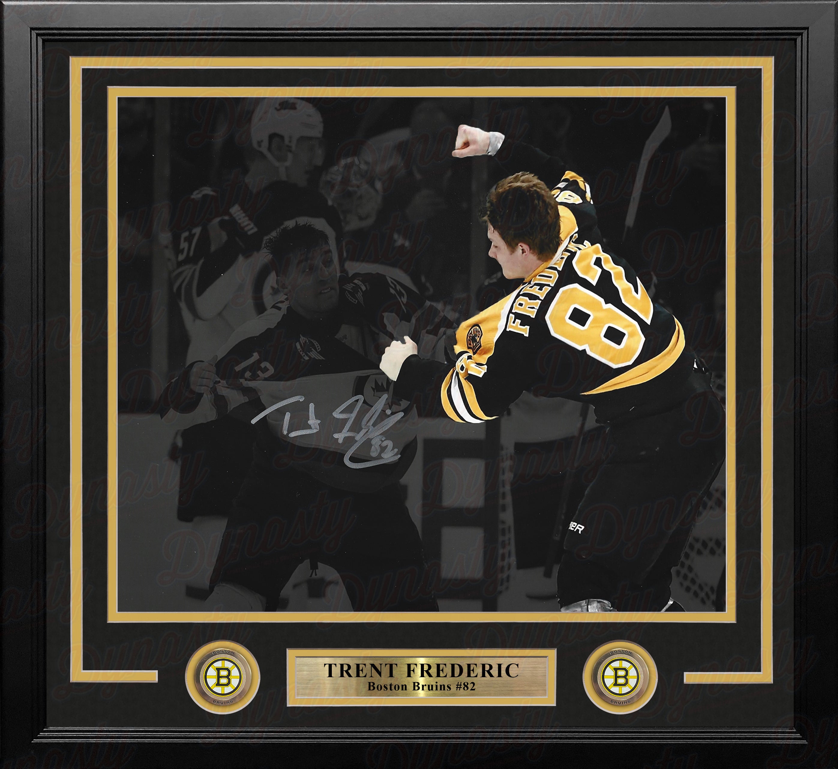 Trent Frederic Fight Boston Bruins Autographed 11" x 14" Framed Blackout Hockey Photo - Sports Collectibles, Sports Memorabilia, Sports Fan Shop, Sports Gifts