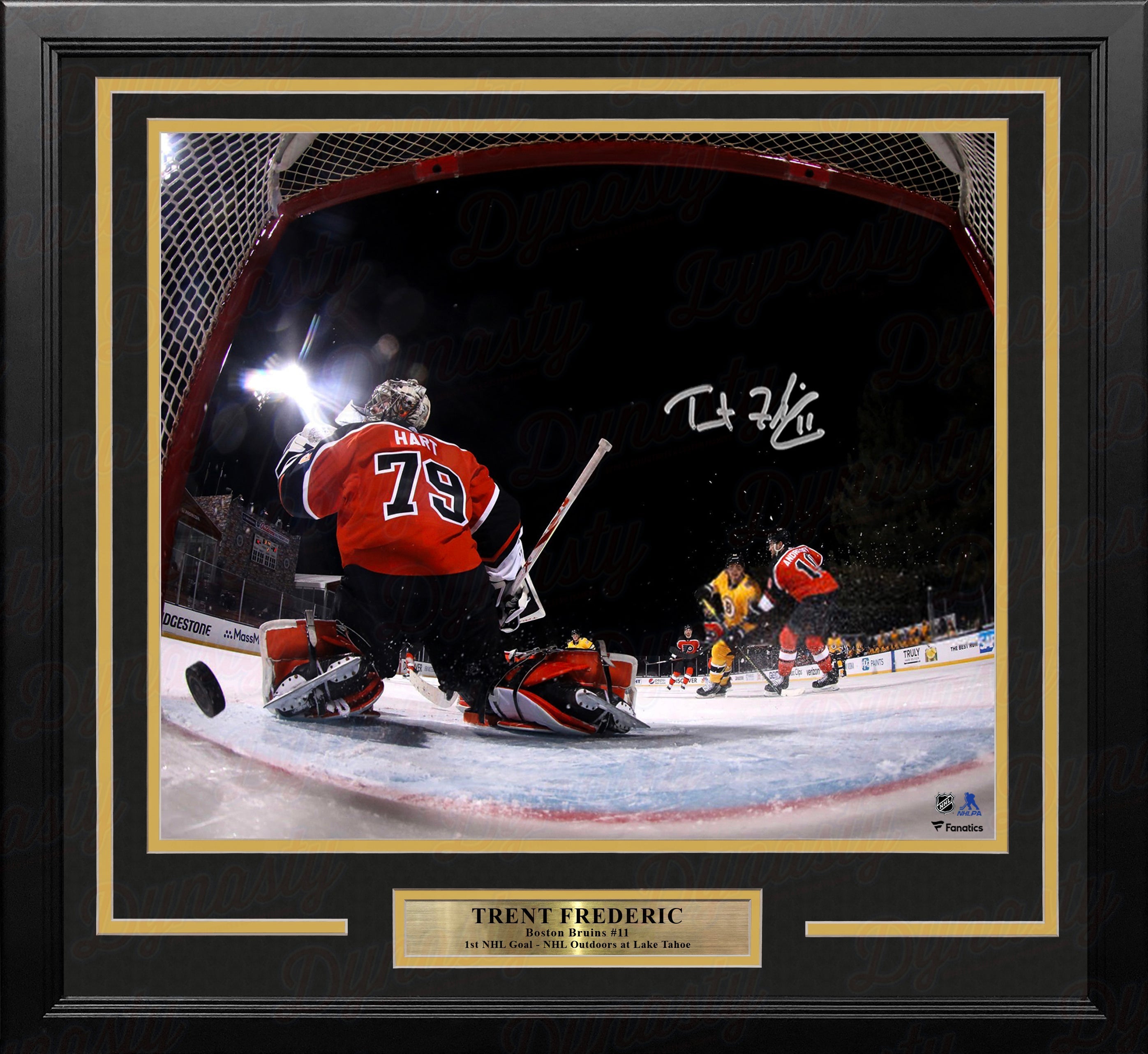 Trent Frederic First NHL Goal Boston Bruins Autographed 11" x 14" Framed Hockey Photo - Sports Collectibles, Sports Memorabilia, Sports Fan Shop, Sports Gifts