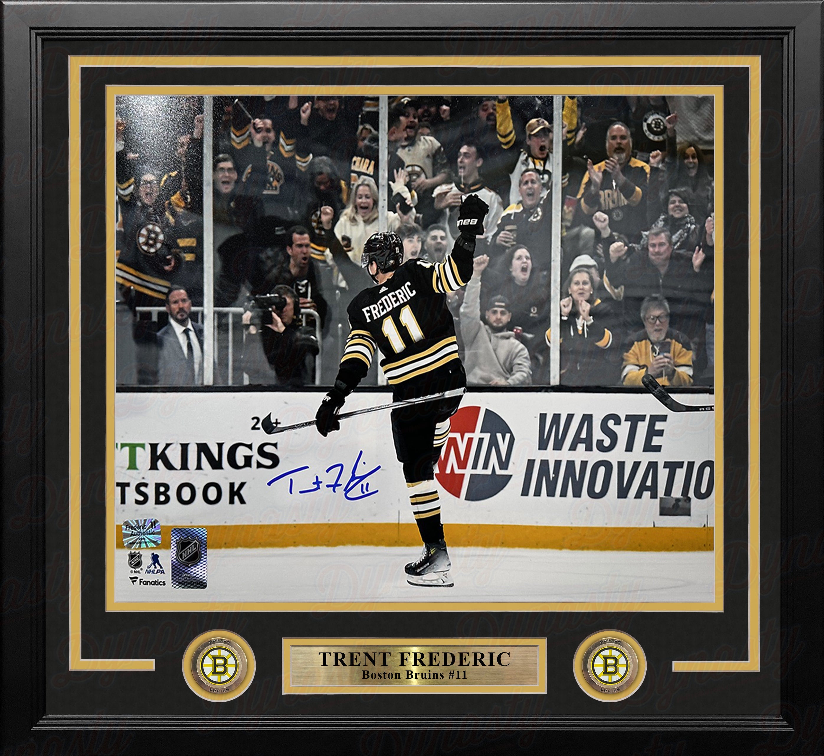 Trent Frederic Goal Celebration Boston Bruins Autographed 16" x 20" Framed Hockey Photo - Sports Collectibles, Sports Memorabilia, Sports Fan Shop, Sports Gifts