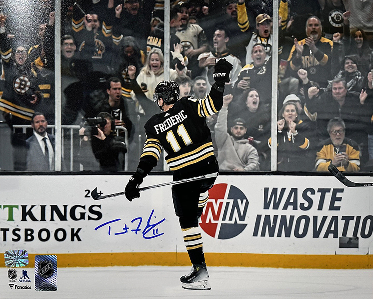 Trent Frederic Goal Celebration Boston Bruins Autographed 11" x 14" Hockey Photo - Sports Collectibles, Sports Memorabilia, Sports Fan Shop, Sports Gifts