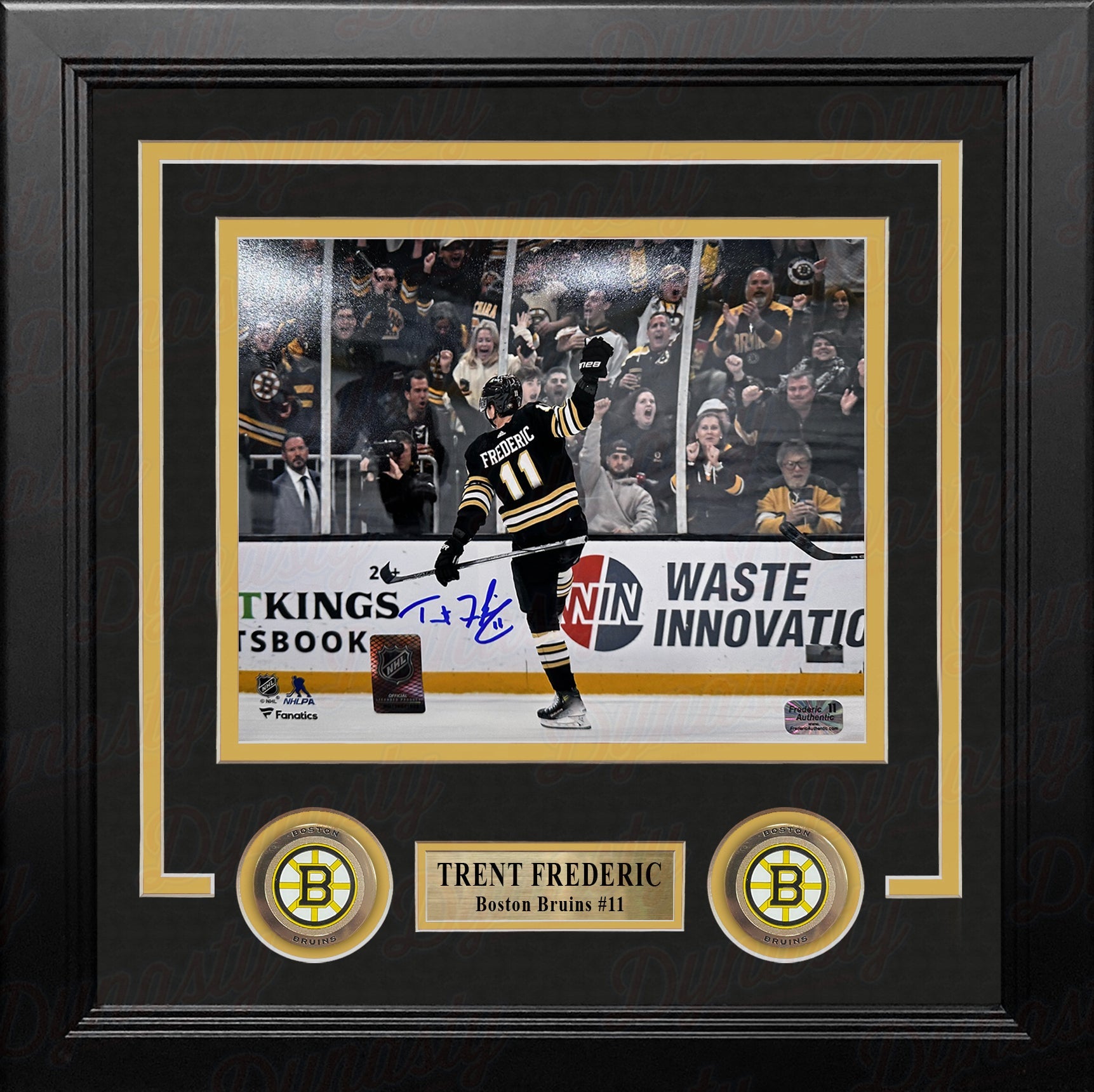 Trent Frederic Goal Celebration Boston Bruins Autographed 8" x 10" Framed Hockey Photo - Sports Collectibles, Sports Memorabilia, Sports Fan Shop, Sports Gifts