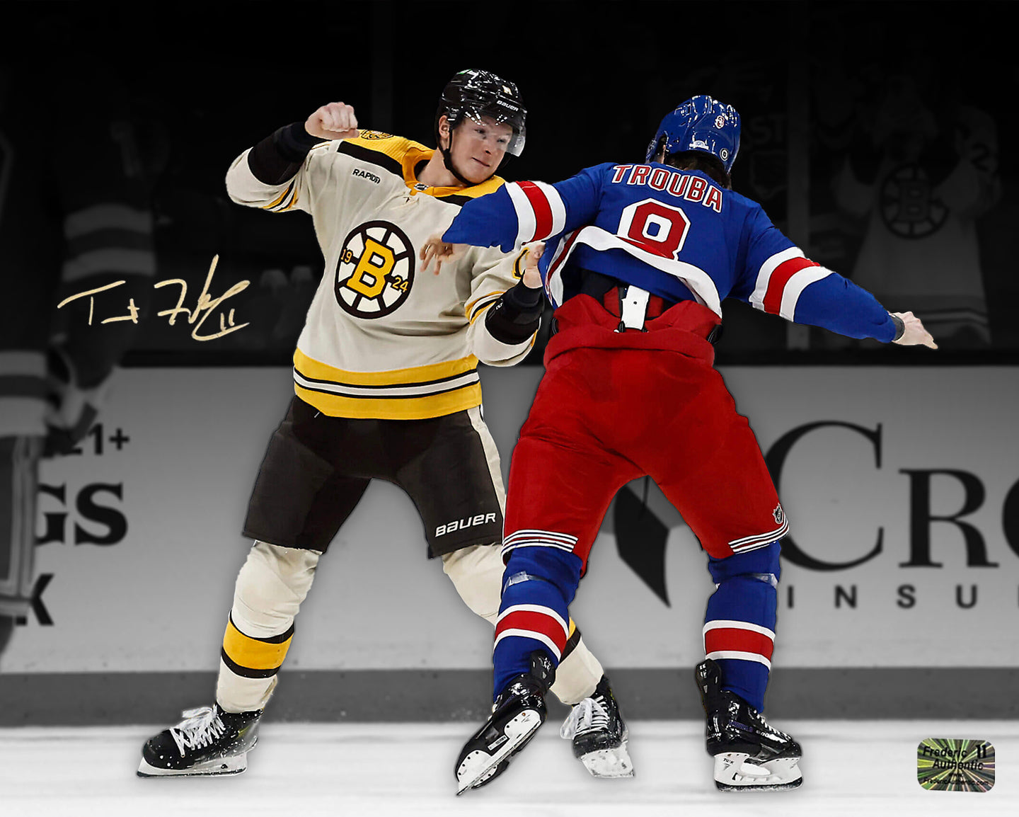 Trent Frederic Fighting Action Boston Bruins Autographed 16" x 20" Hockey Photo - Sports Collectibles, Sports Memorabilia, Sports Fan Shop, Sports Gifts
