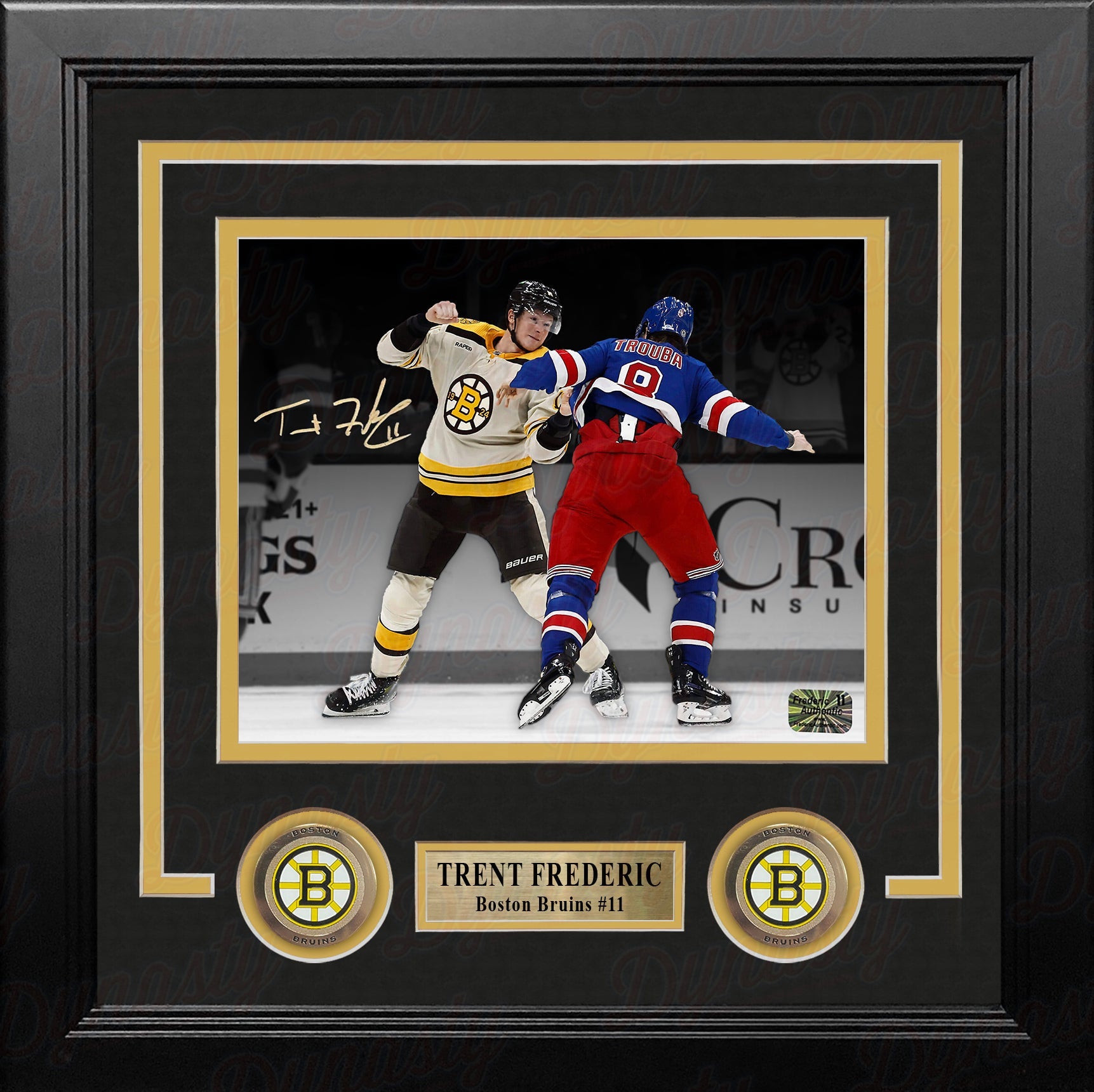 Trent Frederic Fighting Action Boston Bruins Autographed 8" x 10" Framed Hockey Photo - Sports Collectibles, Sports Memorabilia, Sports Fan Shop, Sports Gifts