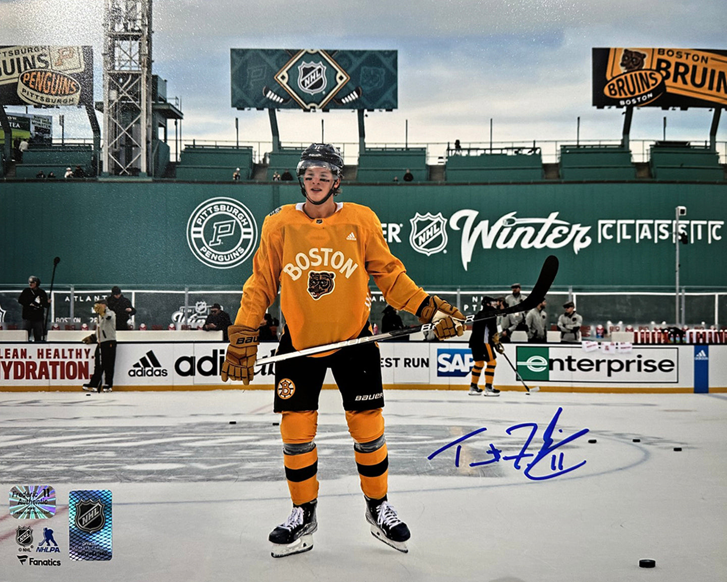 Trent Frederic Winter Classic Action Boston Bruins Autographed 11" x 14" Hockey Photo - Sports Collectibles, Sports Memorabilia, Sports Fan Shop, Sports Gifts