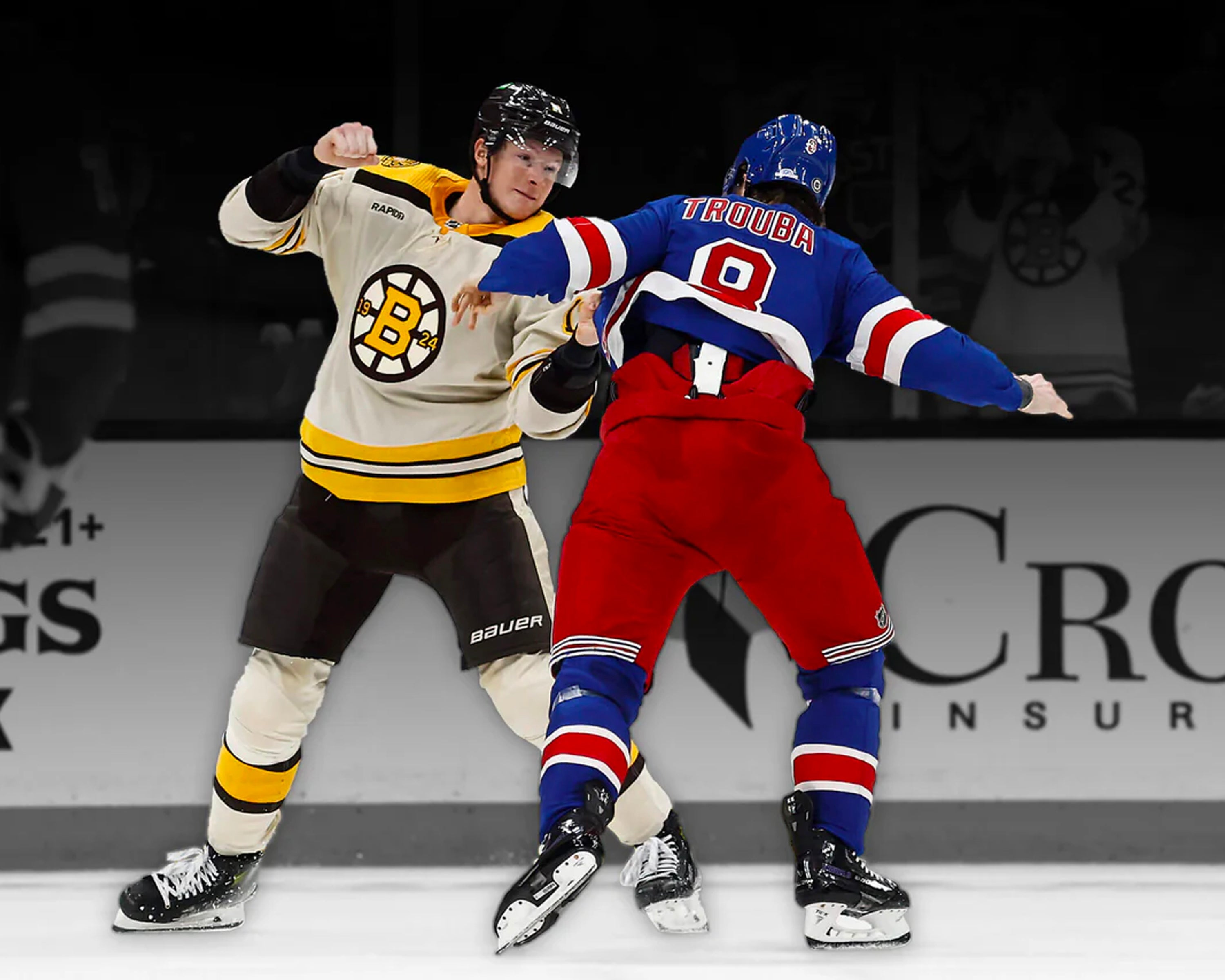 Trent Frederic Fighting Action Boston Bruins Hockey Photo - Sports Collectibles, Sports Memorabilia, Sports Fan Shop, Sports Gifts