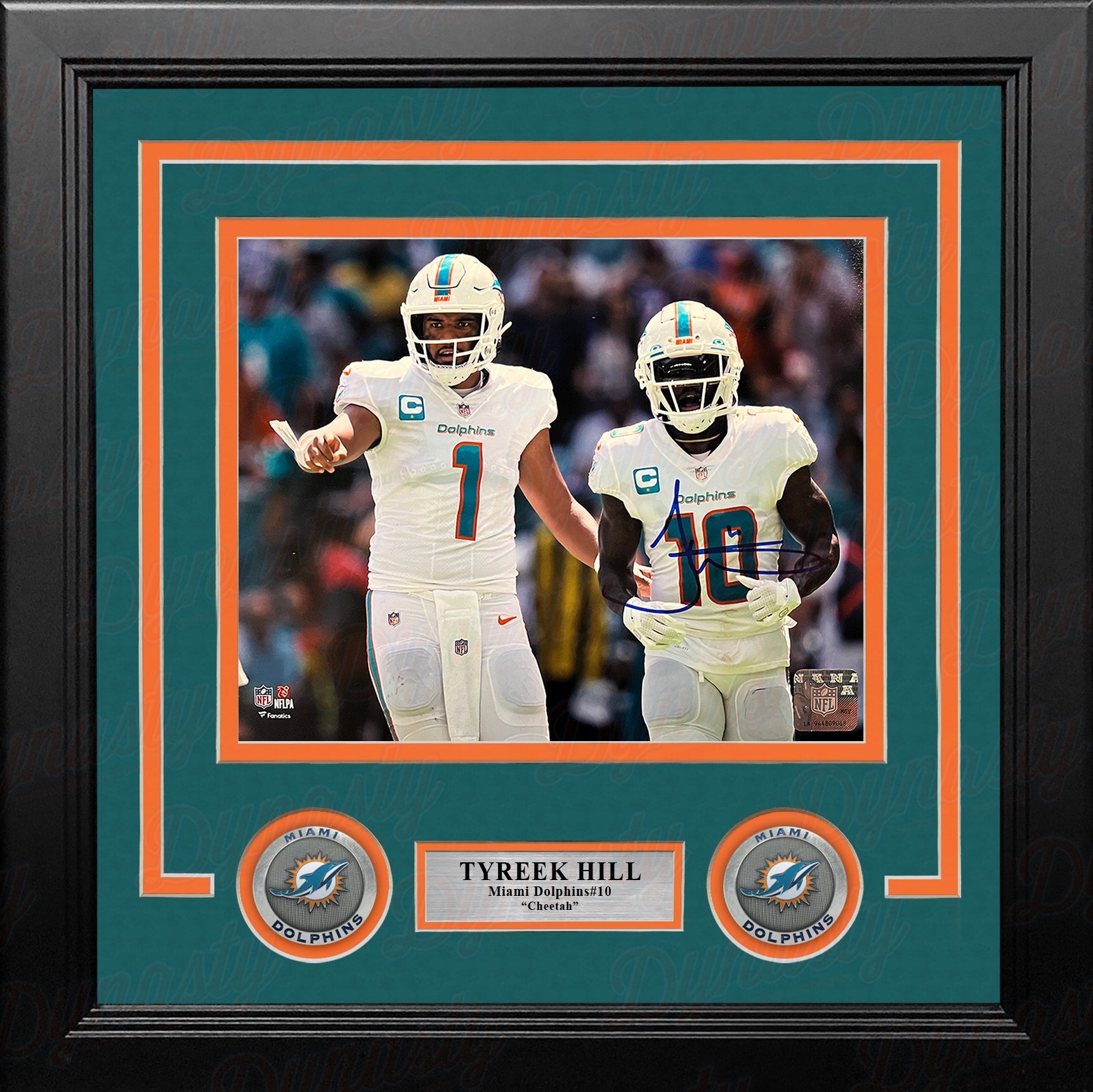 Tyreek Hill with Tua Miami Dolphins Autographed 8" x 10" Framed Football Photo - Sports Gifts, Sports Memorabilia, Sports Collectibles, Fan Shop