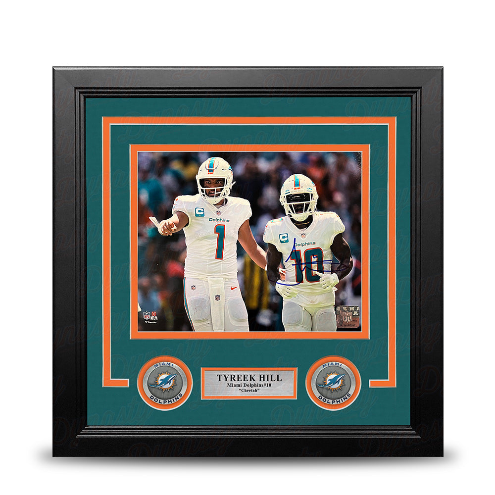 Tyreek Hill with Tua Miami Dolphins Autographed 8" x 10" Framed Football Photo - Sports Gifts, Sports Memorabilia, Sports Collectibles, Fan Shop
