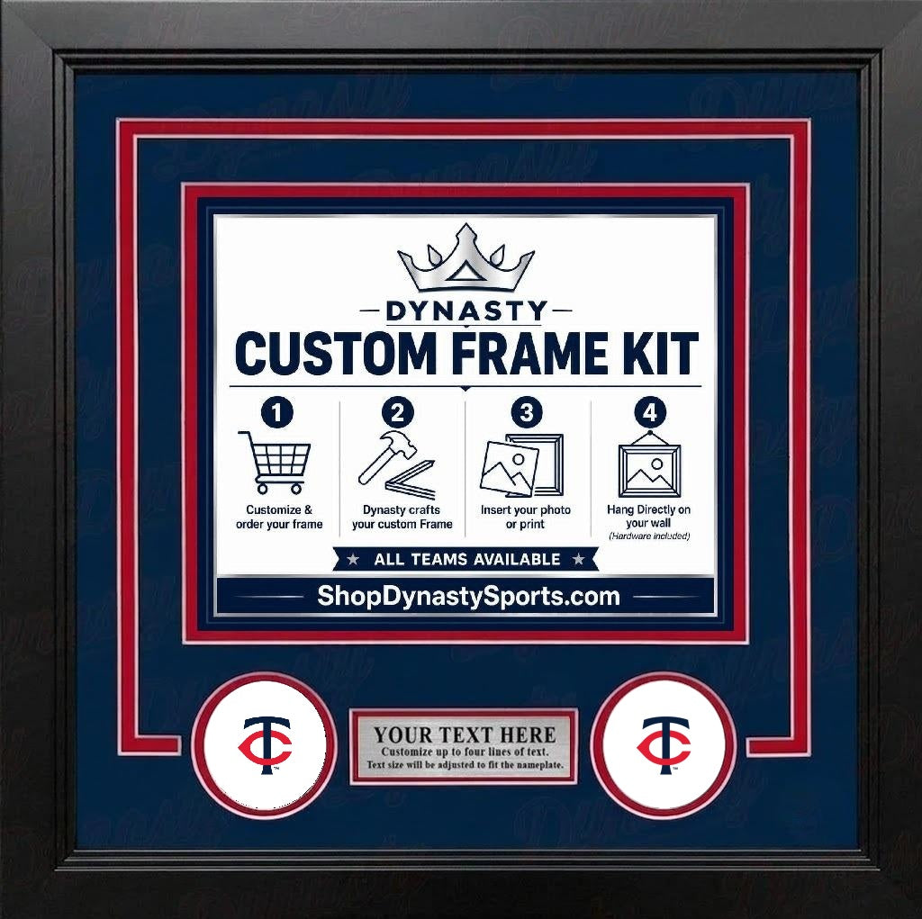 MLB Baseball Photo Picture Frame Kit - Minnesota Twins (Red Matting, Navy Trim)