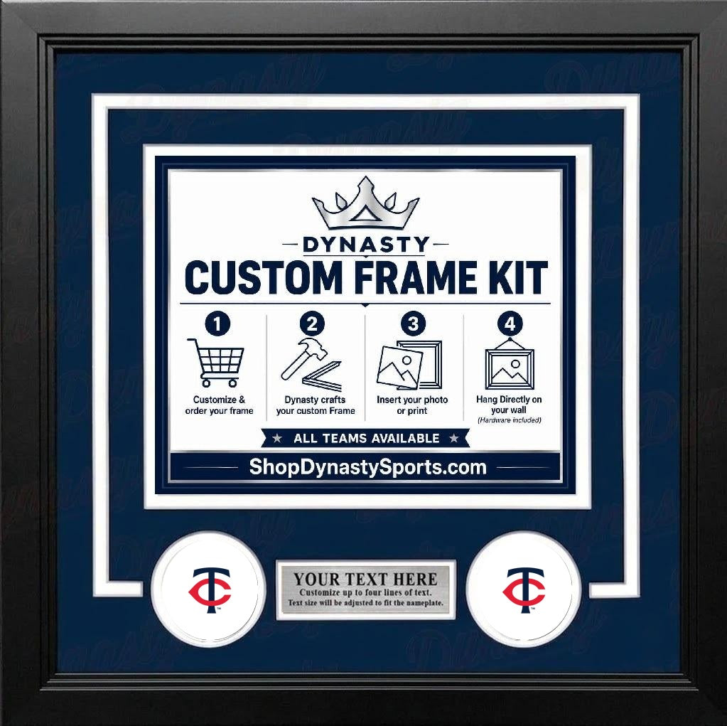 MLB Baseball Photo Picture Frame Kit - Minnesota Twins (Red Matting, Navy Trim)