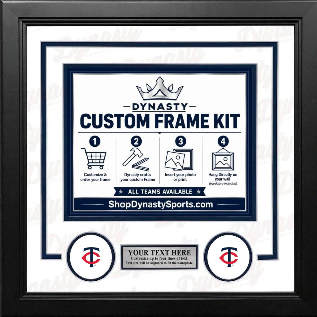 MLB Baseball Photo Picture Frame Kit - Minnesota Twins (Navy Matting, White Trim)