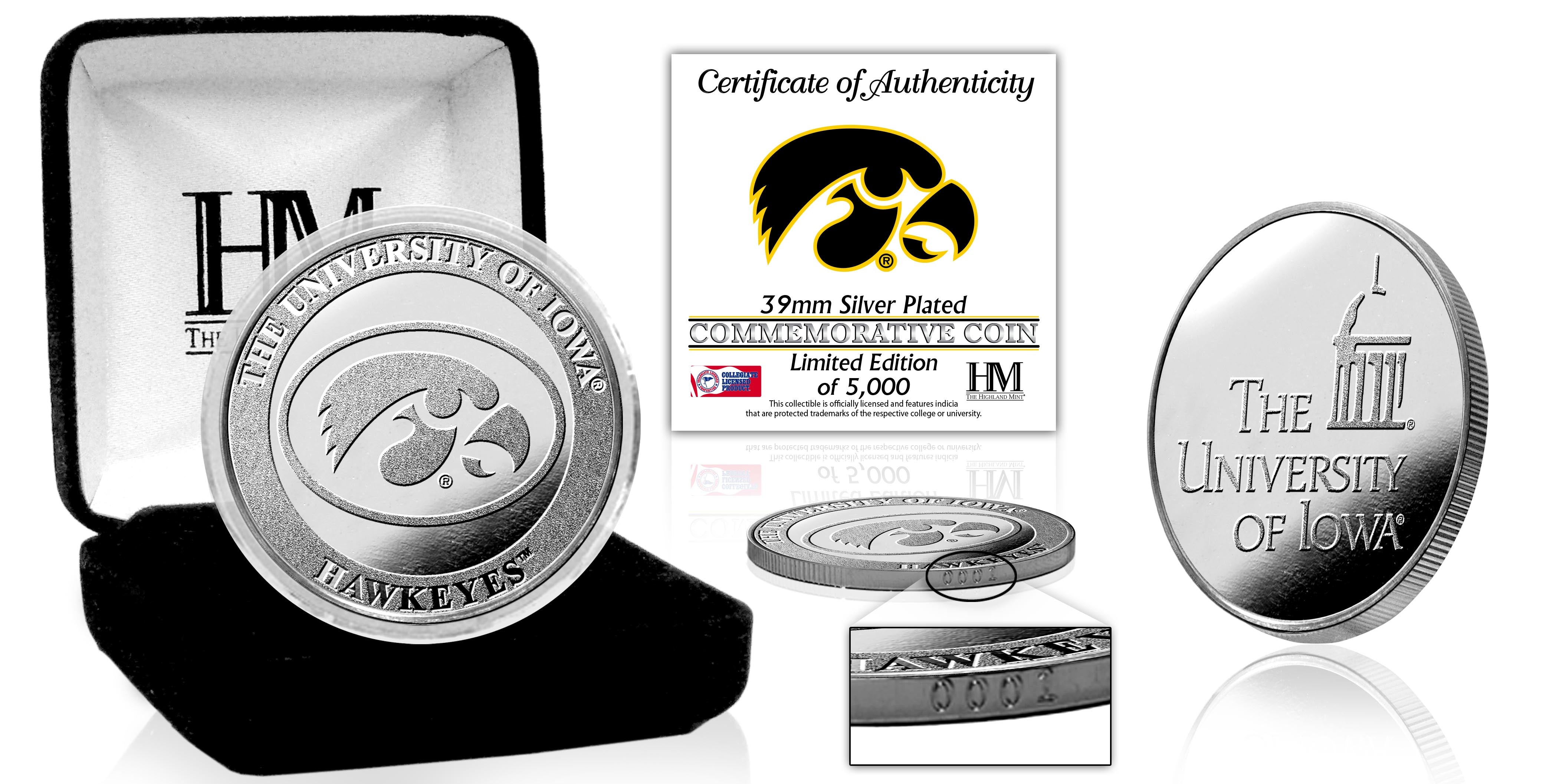 University of Iowa Hawkeyes Silver Mint Coin - Sports Collectibles, Sports Memorabilia, Sports Fan Shop, Sports Gifts