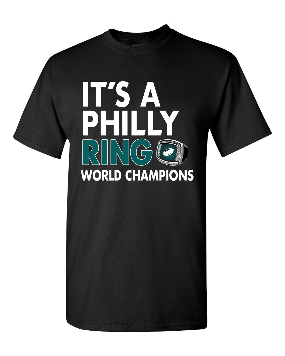 Philadelphia Football "It's A Philly Ring - World Champions" Blk T-Shirt S - XXL - Sports Collectibles, Sports Memorabilia, Sports Fan Shop, Sports Gifts