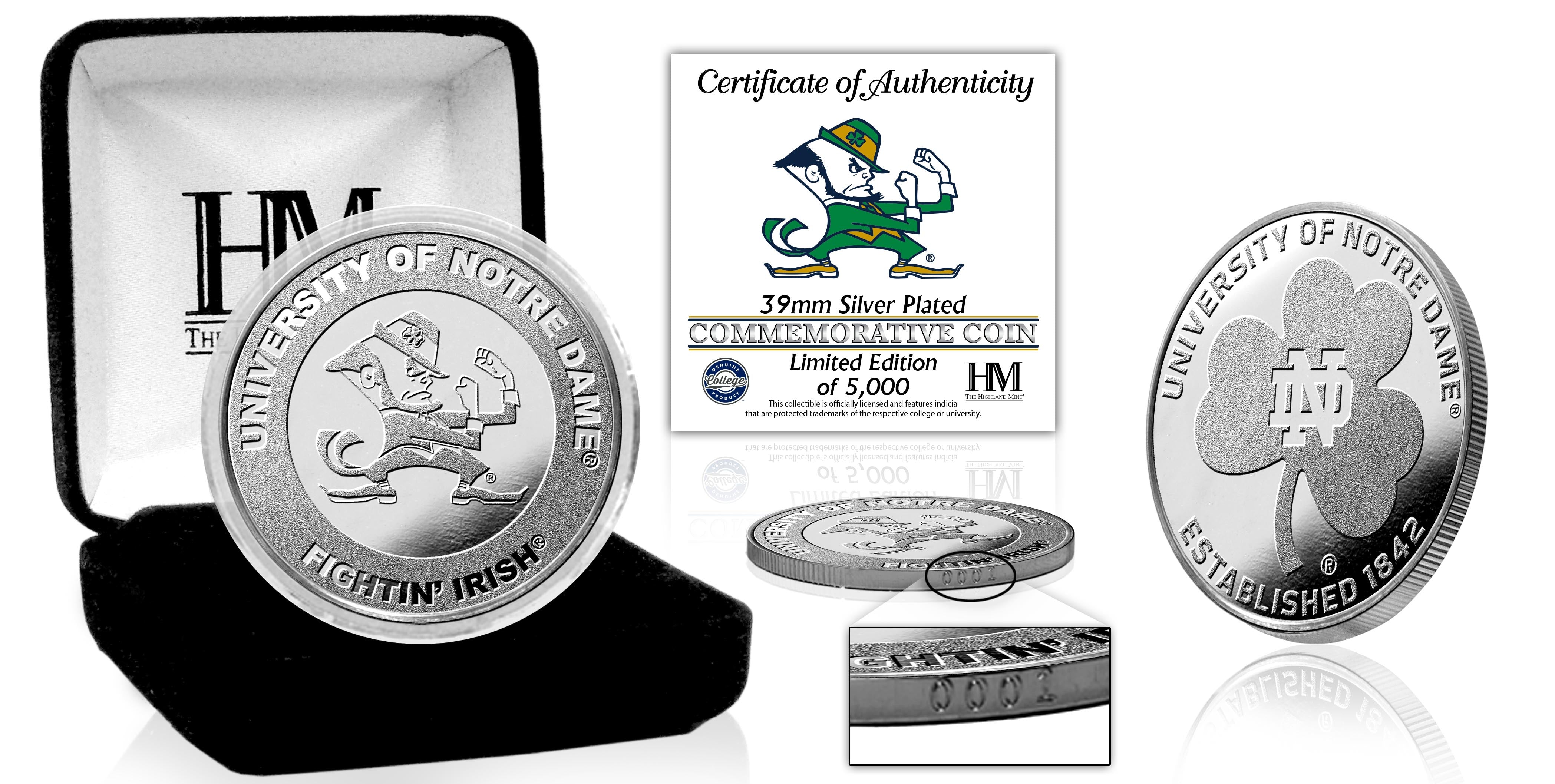 University of Notre Dame Fighting Irish Silver Mint Coin - Sports Collectibles, Sports Memorabilia, Sports Fan Shop, Sports Gifts