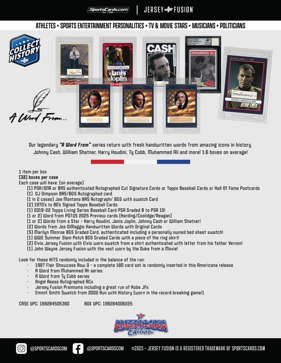 Jersey Fusion Americana Edition Box - (1) Item Per Box - Sports Gifts, Sports Memorabilia, Sports Collectibles, Fan Shop