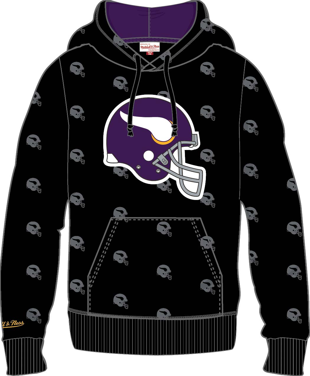 Minnesota Vikings Mitchell & Ness All Over Print Fleece Hoodie - Sports Collectibles, Sports Memorabilia, Sports Fan Shop, Sports Gifts