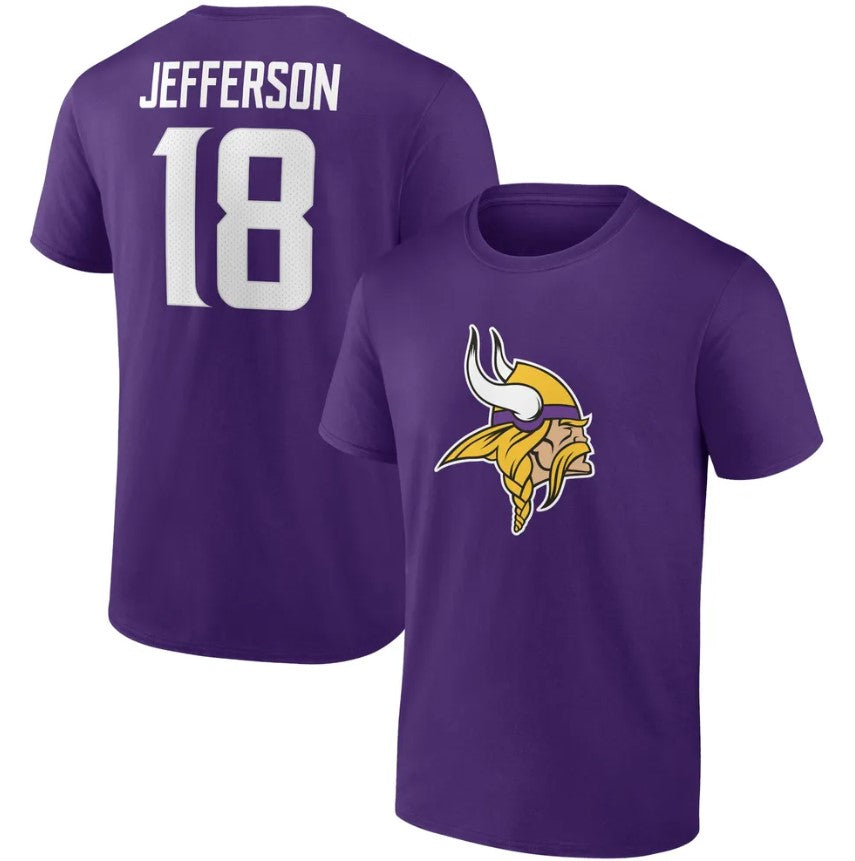 Justin Jefferson Minnesota Vikings Icon Name & Number T-Shirt - Purple - Sports Collectibles, Sports Memorabilia, Sports Fan Shop, Sports Gifts