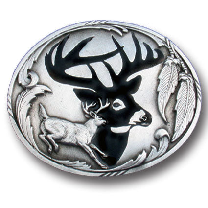 Deer Silhouette Enameled Belt Buckle