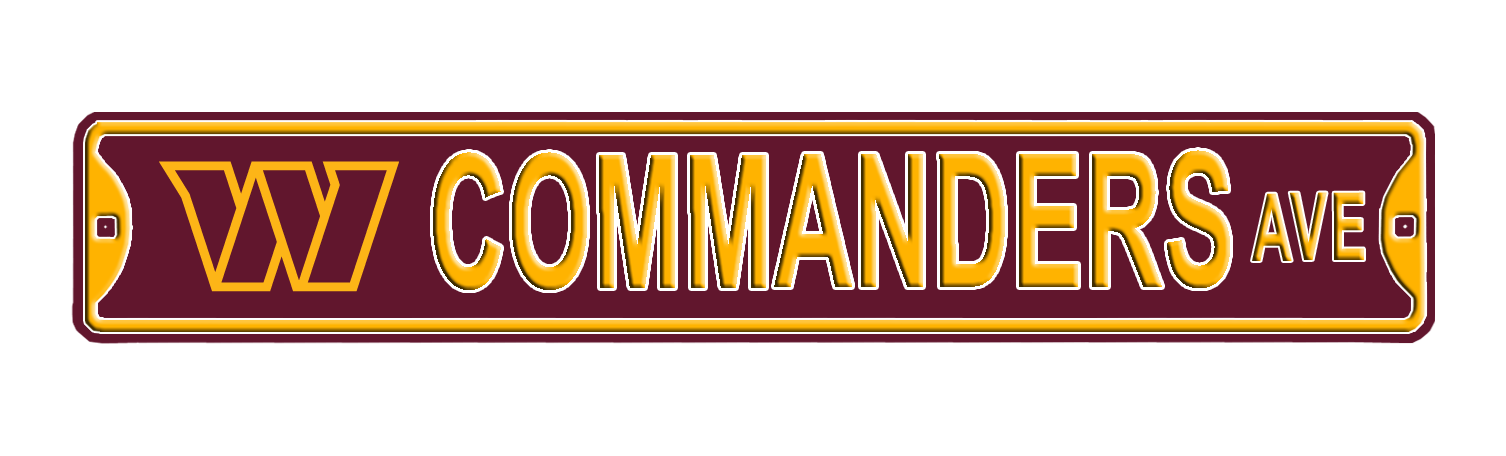 Washington Commanders - COMMANDERS AVE - Embossed Steel Logo Street Sign
