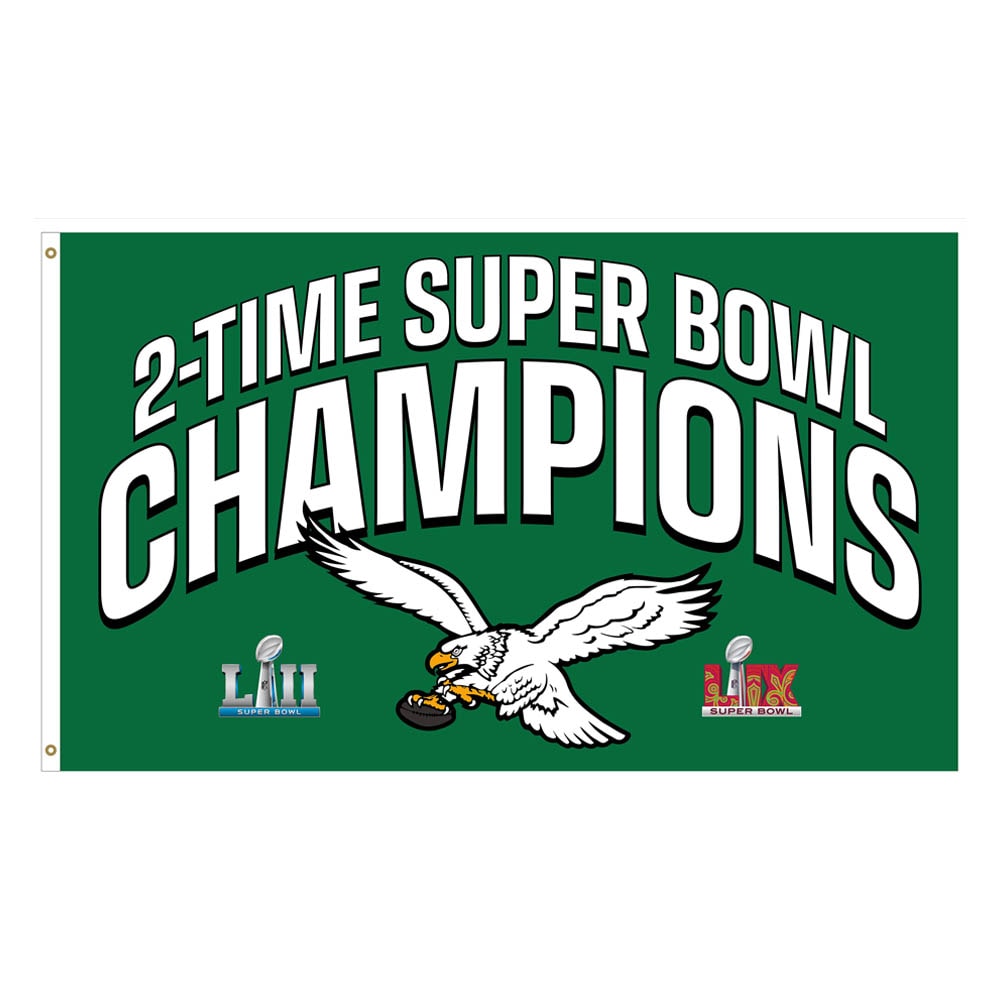 WinCraft Eagles Kelly Green Super Bowl Champs Horizontal Flag - Sports Collectibles, Sports Memorabilia, Sports Fan Shop, Sports Gifts