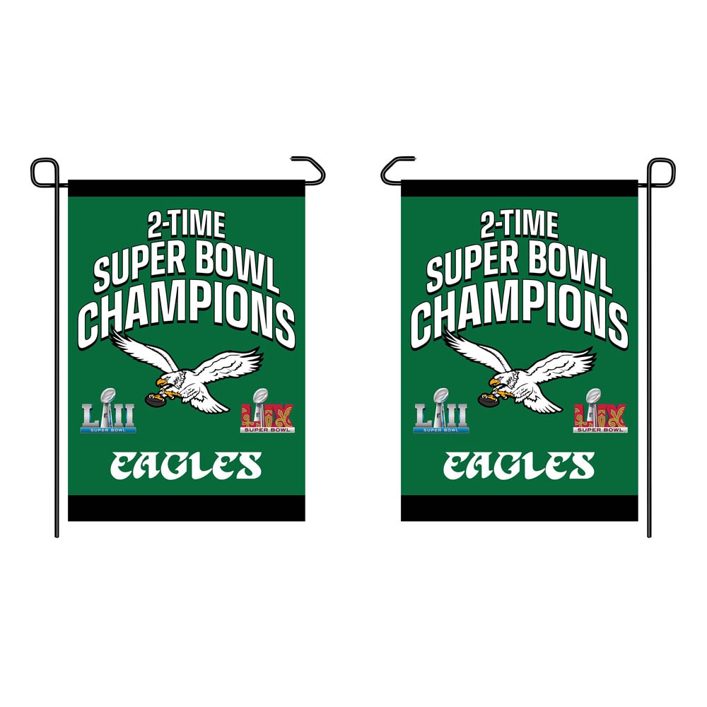Super Bowl LIX & LII Champions Garden Flag - 2sided - Kelly Green - Sports Collectibles, Sports Memorabilia, Sports Fan Shop, Sports Gifts