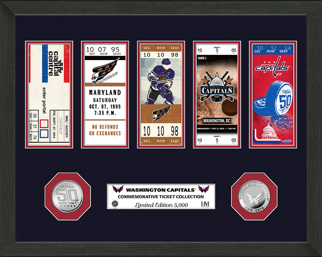 Washington Capitals 50th Anniversary Ticket Collection and Coin Photo Mint - Sports Collectibles, Sports Memorabilia, Sports Fan Shop, Sports Gifts