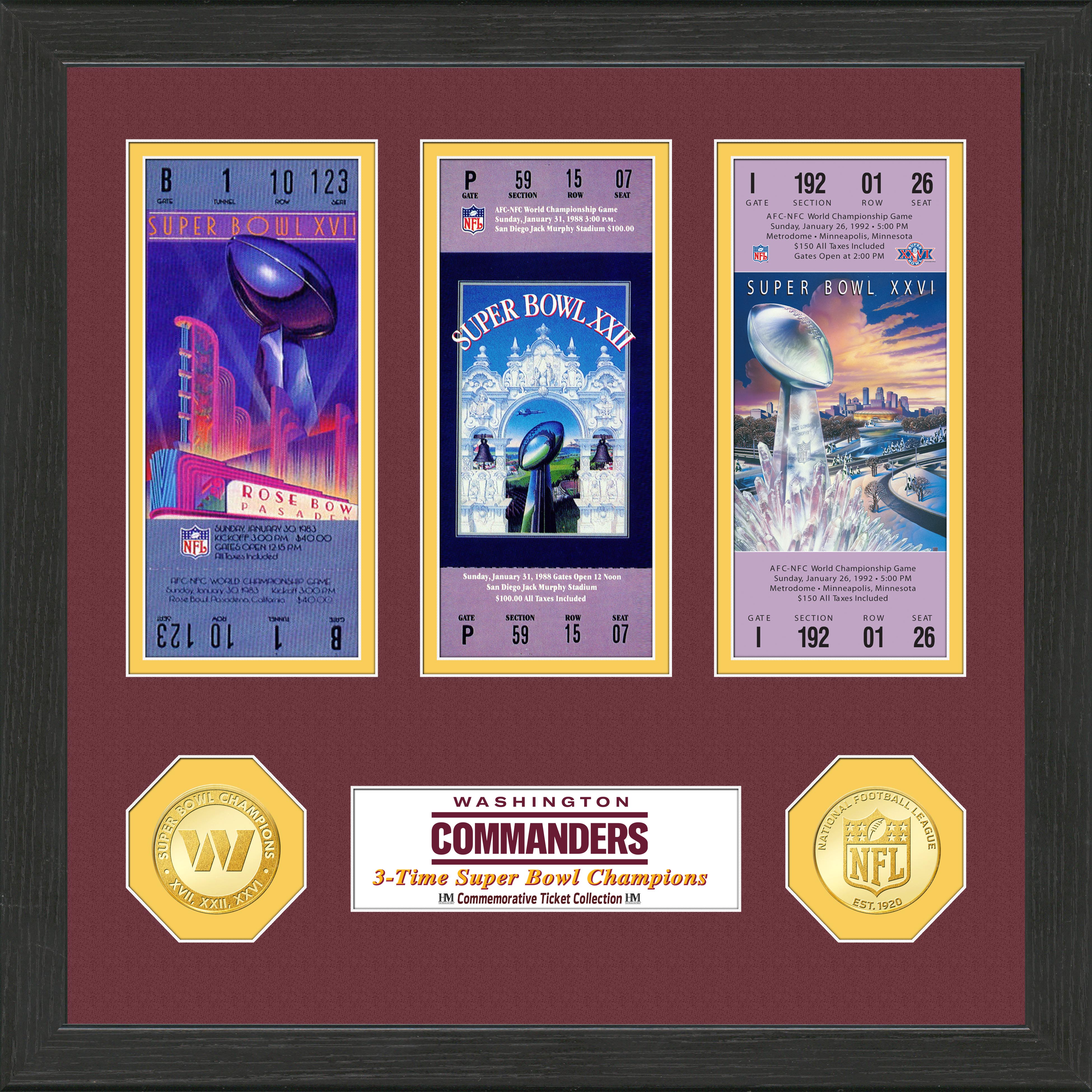 Washington Commanders SB Championship Ticket Collection - Sports Collectibles, Sports Memorabilia, Sports Fan Shop, Sports Gifts