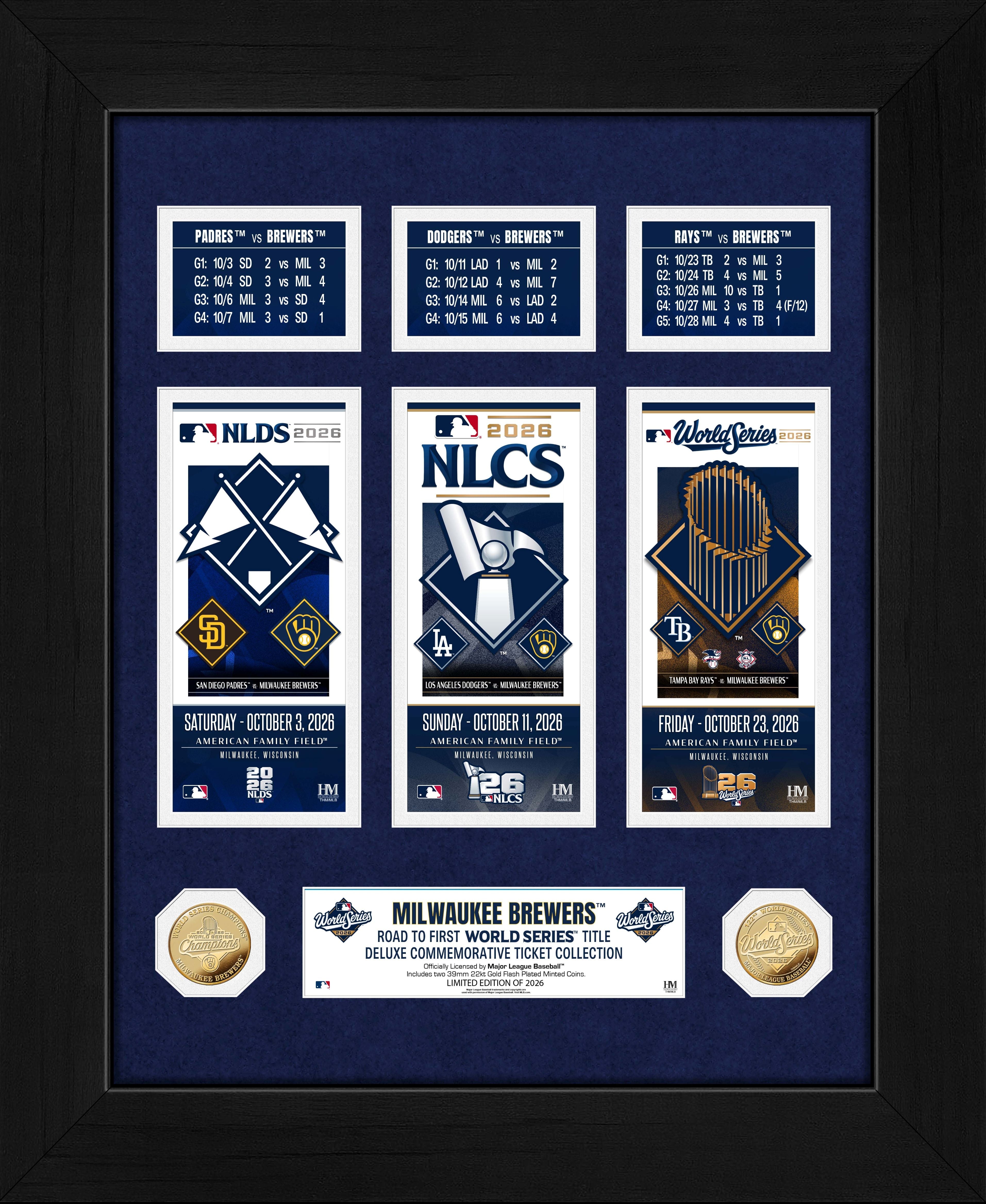 Milwaukee Brewers 2026 Deluxe Road to the World Series Championship Ticket Collection Photo Mint