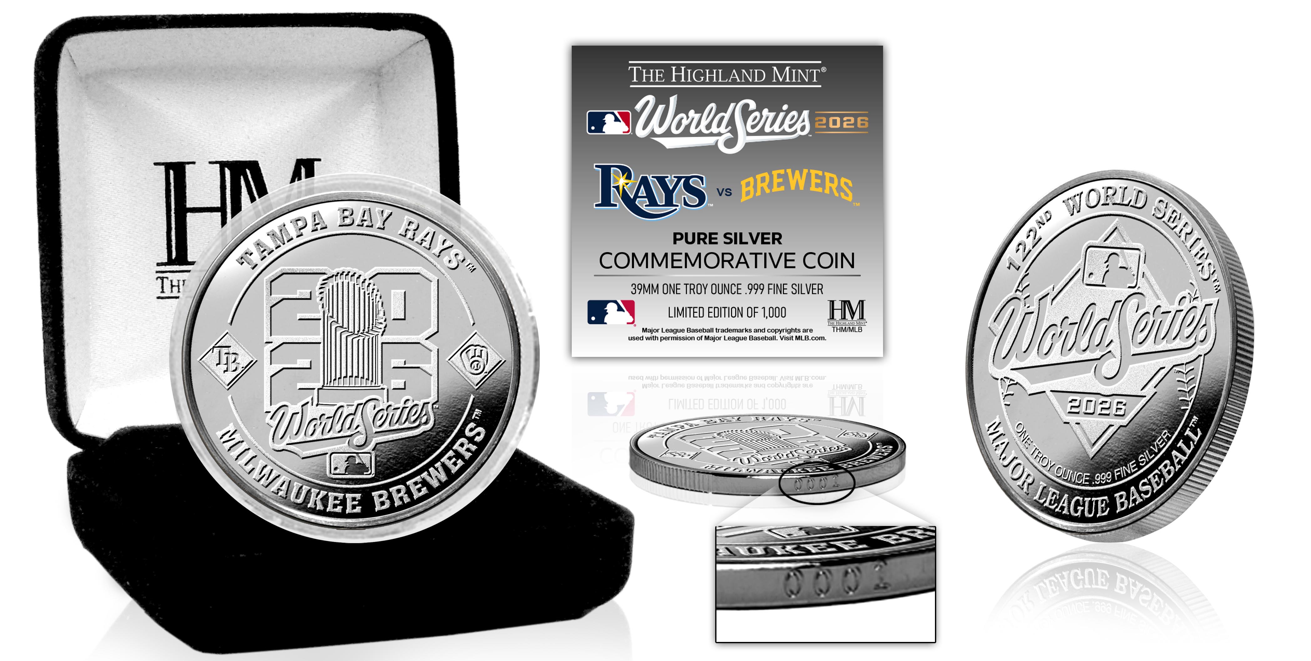 Milwaukee Brewers vs Tampa Bay Rays 2026 World Series 1oz .999 Pure Silver Dueling Game Coin