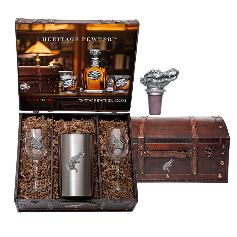 Alligator Wine Chest Set - Sports Collectibles, Sports Memorabilia, Sports Fan Shop, Sports Gifts