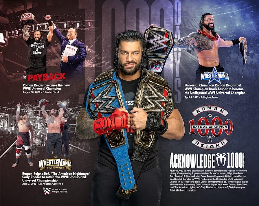 Roman Reigns 1000 Days as Champion 8" x 10" WWE Wrestling Collage Photo - Sports Collectibles, Sports Memorabilia, Sports Fan Shop, Sports Gifts