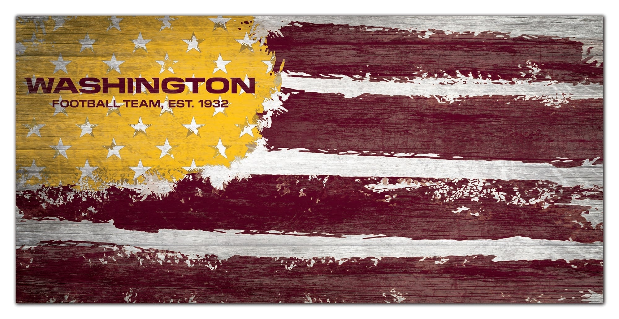 Washington Football Team Flag Wooden Sign - Sports Collectibles, Sports Memorabilia, Sports Fan Shop, Sports Gifts