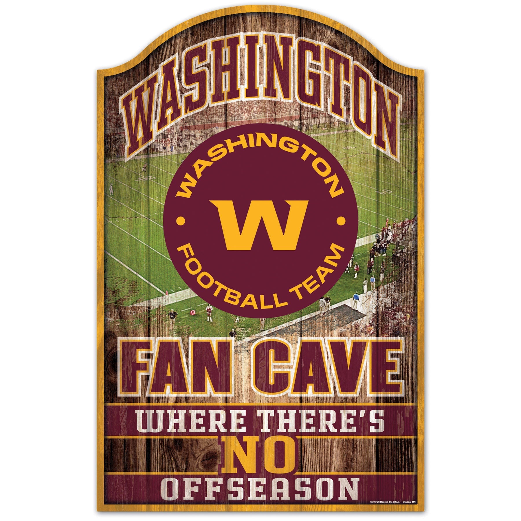 Washington Football Team Fan Cave 11" x 17" Wood Sign - Sports Collectibles, Sports Memorabilia, Sports Fan Shop, Sports Gifts