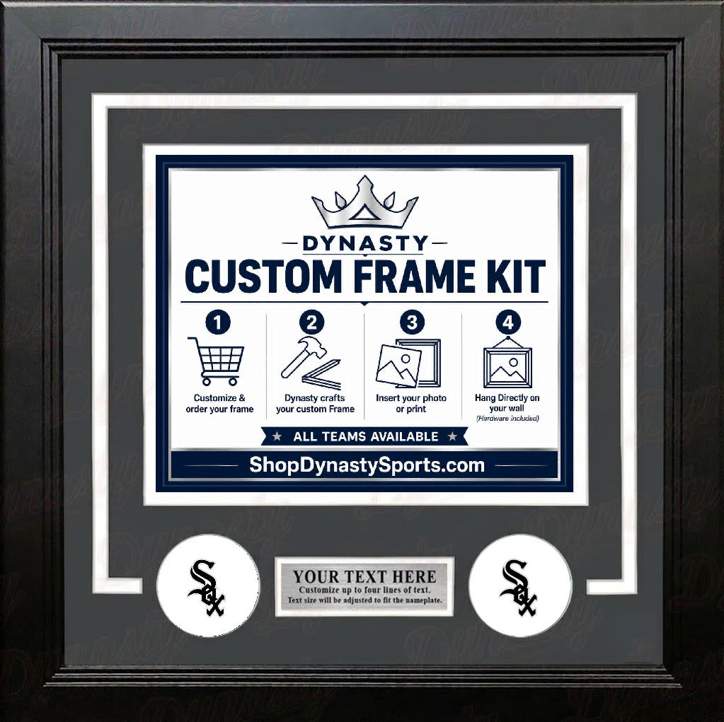 MLB Baseball Photo Picture Frame Kit - Chicago White Sox (White Matting, Black Trim)