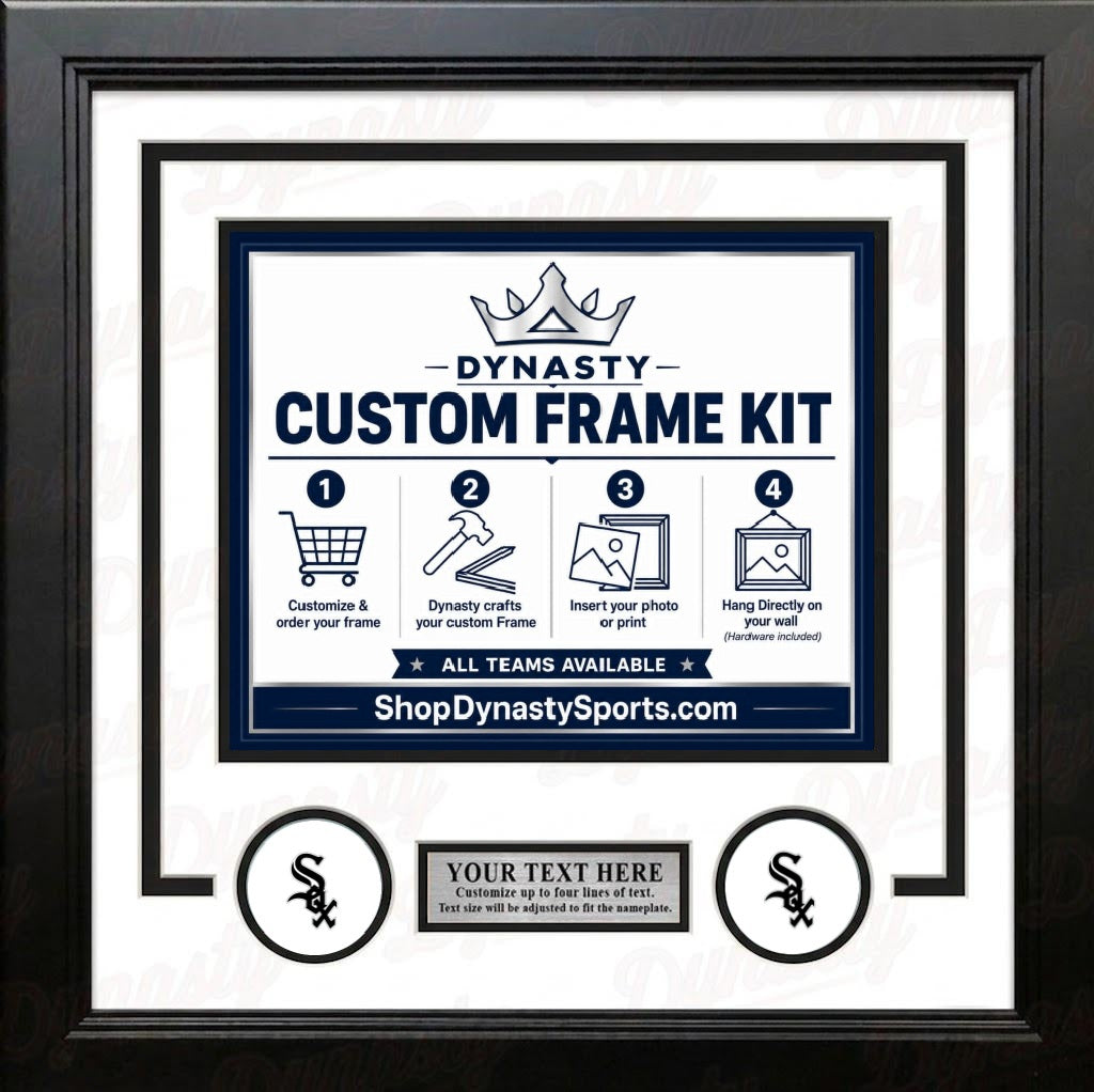 MLB Baseball Photo Picture Frame Kit - Chicago White Sox (White Matting, Black Trim)