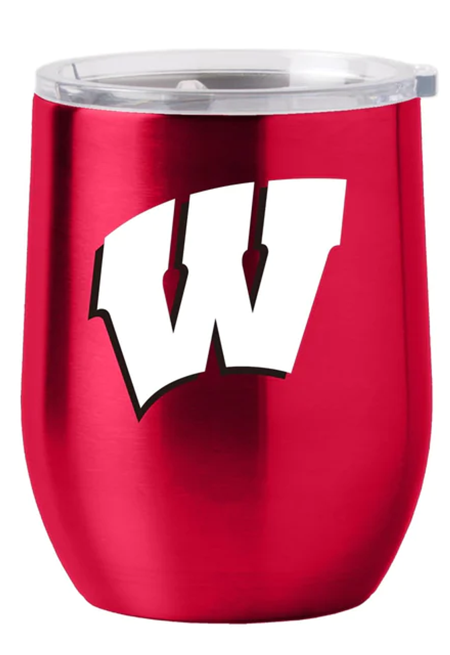 Wisconsin Badgers Travel Tumbler 16oz Stainless Steel Curved - Sports Collectibles, Sports Memorabilia, Sports Fan Shop, Sports Gifts