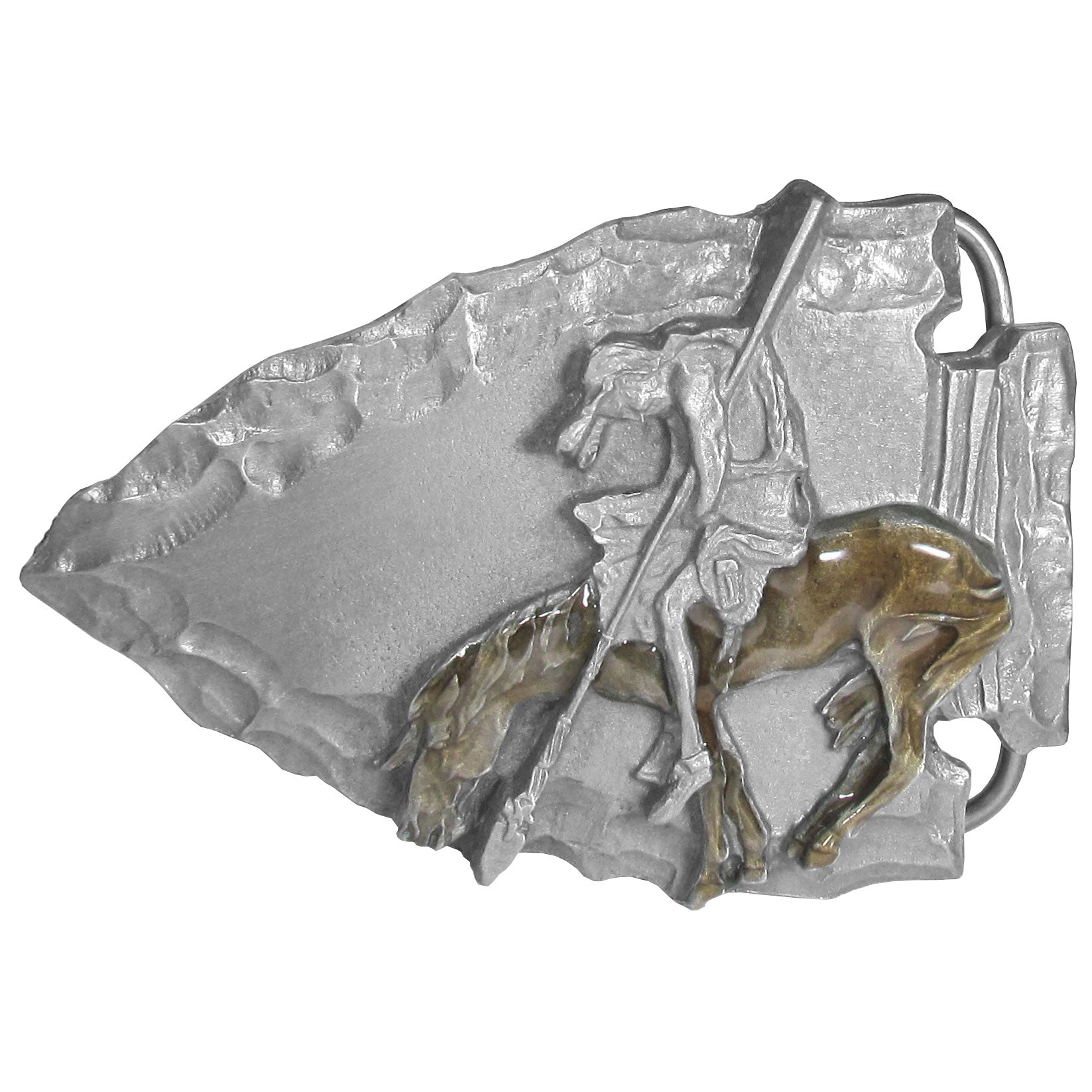 End of the Trail/Arrowhead Enameled Belt Buckle