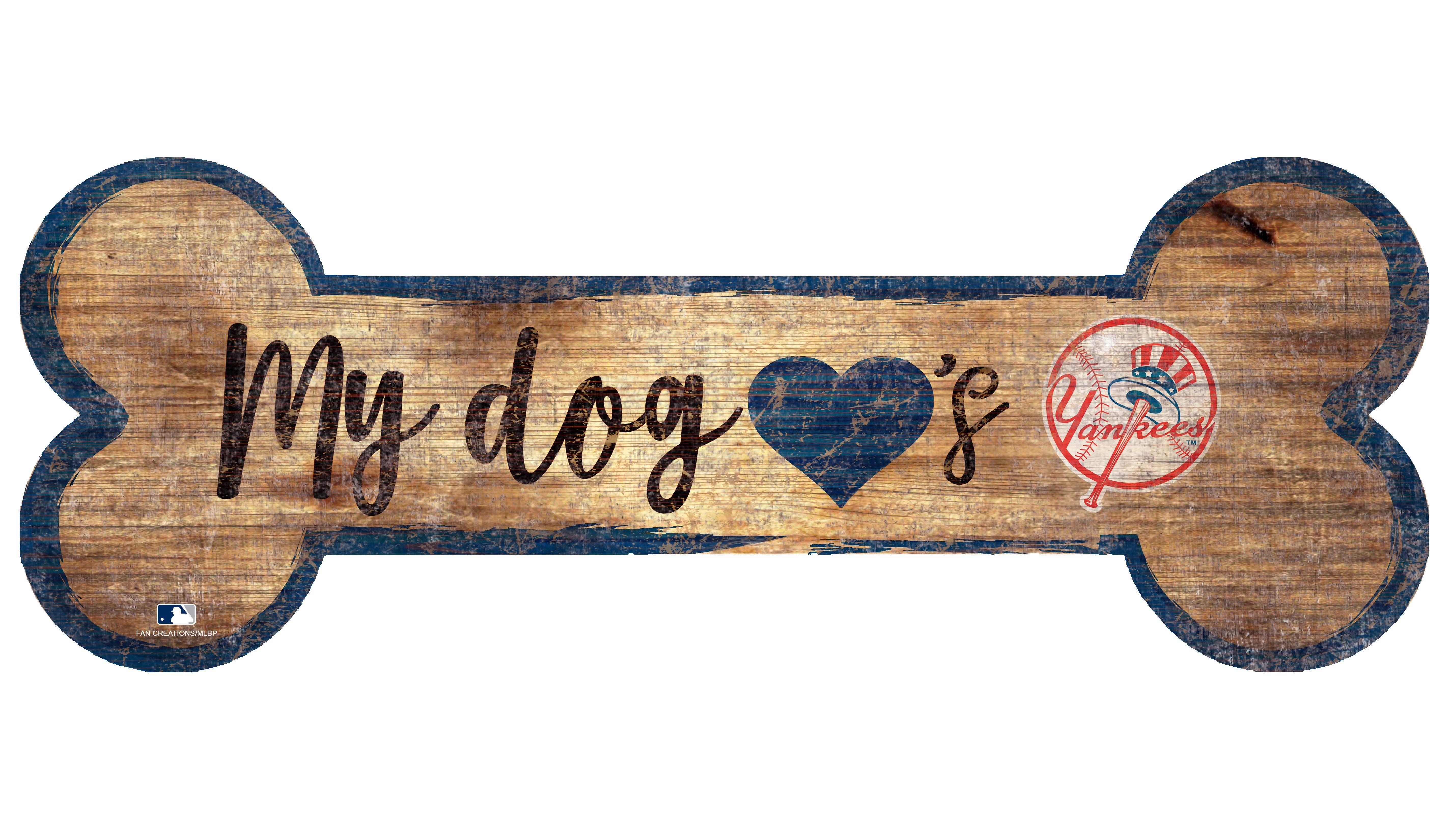 New York Yankees Baseball Dog Bone Wooden Sign - Sports Collectibles, Sports Memorabilia, Sports Fan Shop, Sports Gifts