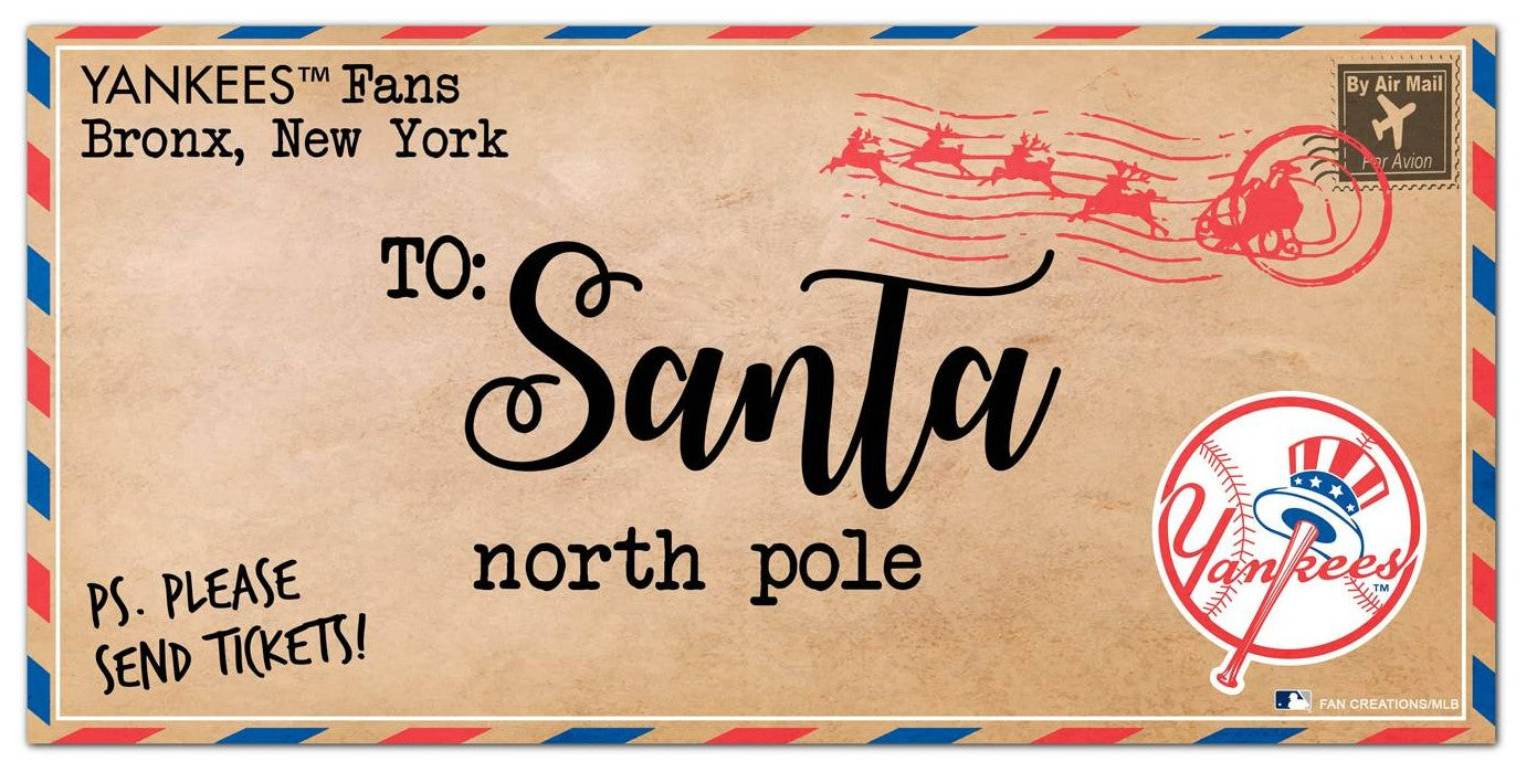 New York Yankees 6'' x 12'' Letter to Santa Sign - Sports Collectibles, Sports Memorabilia, Sports Fan Shop, Sports Gifts