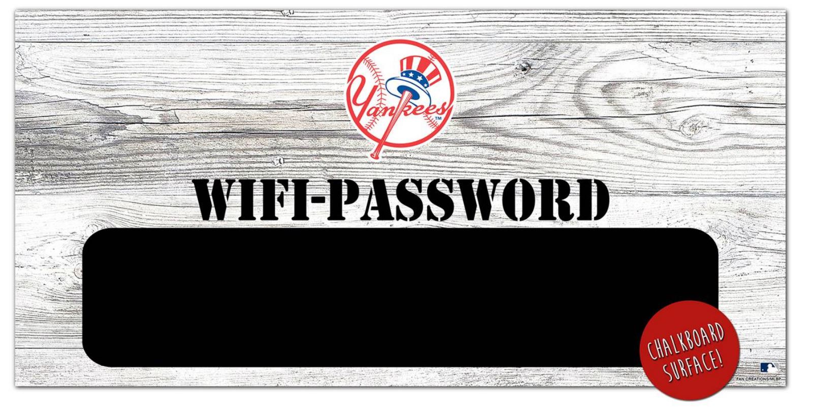 New York Yankees Wifi Password 6" x 12" Wood Sign - Sports Collectibles, Sports Memorabilia, Sports Fan Shop, Sports Gifts