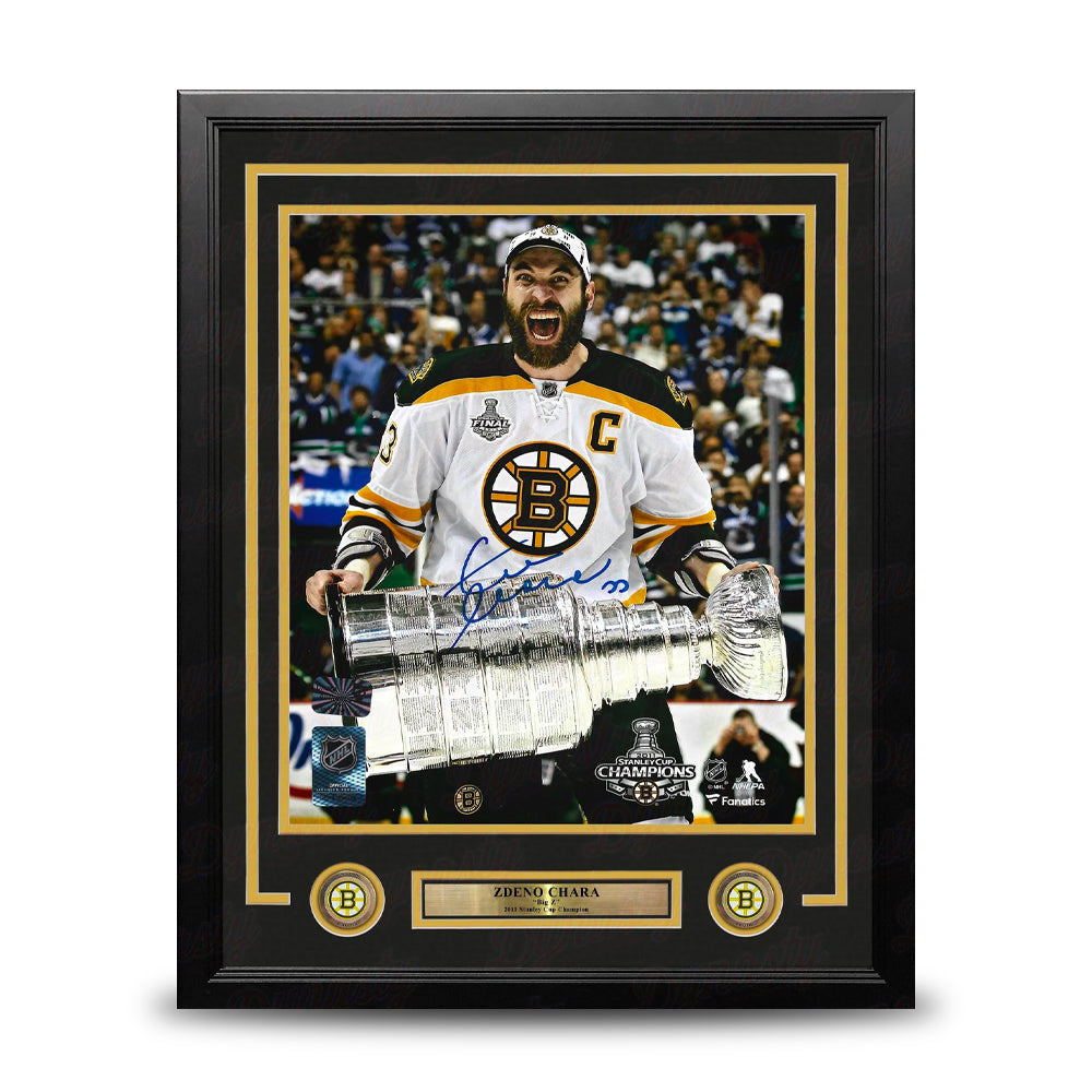 Zdeno Chara 2011 Stanley Cup Boston Bruins Autographed 11" x 14" Framed Hockey Photo - Sports Collectibles, Sports Memorabilia, Sports Fan Shop, Sports Gifts