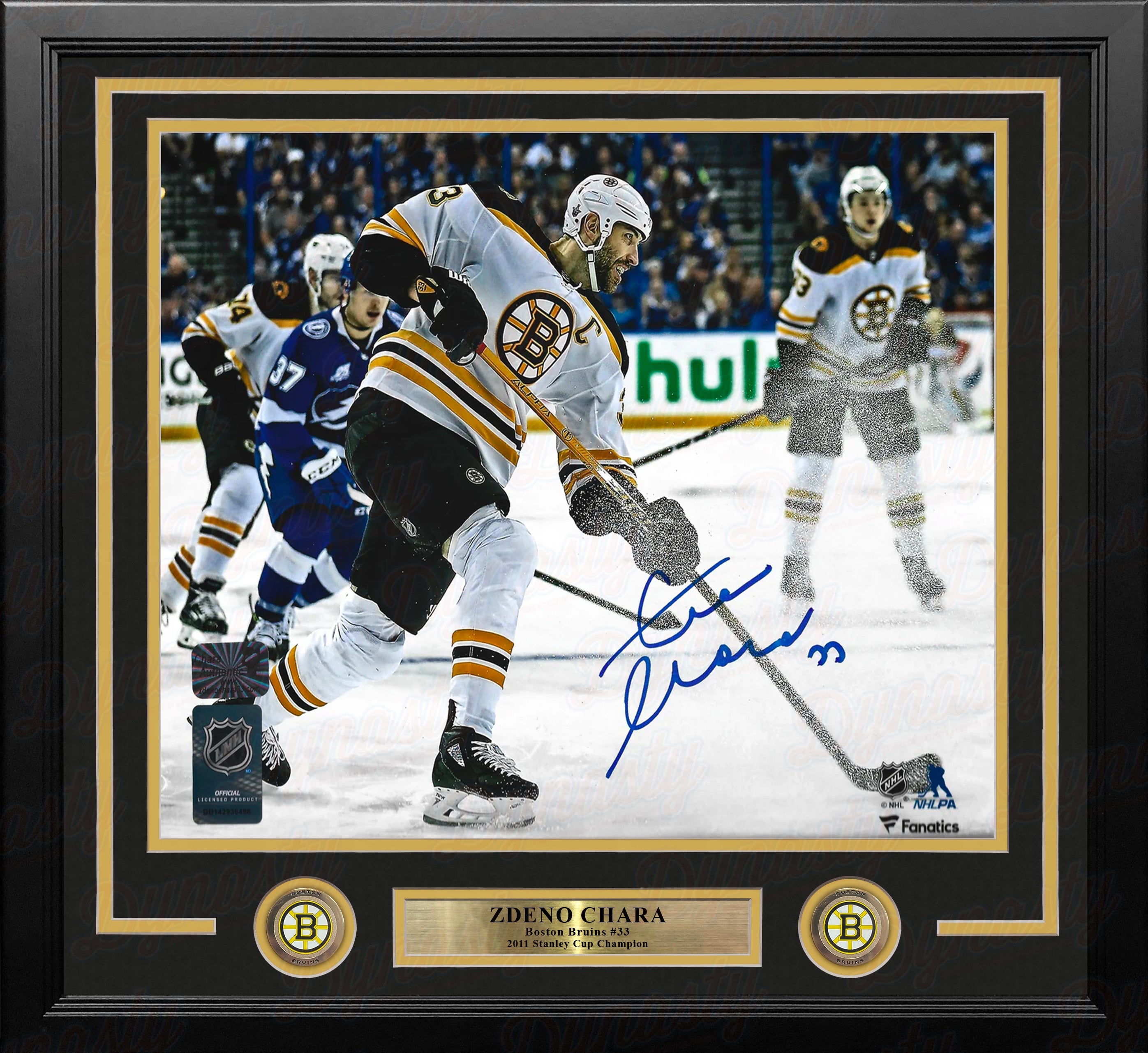 Zdeno Chara in Action Boston Bruins Autographed 16" x 20" Framed Hockey Photo - Sports Collectibles, Sports Memorabilia, Sports Fan Shop, Sports Gifts