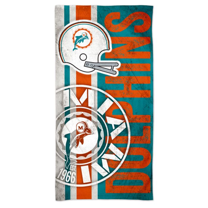 MIAMI DOLPHINS RETRO SPECTRA BEACH TOWEL 30" X 60" - Sports Collectibles, Sports Memorabilia, Sports Fan Shop, Sports Gifts
